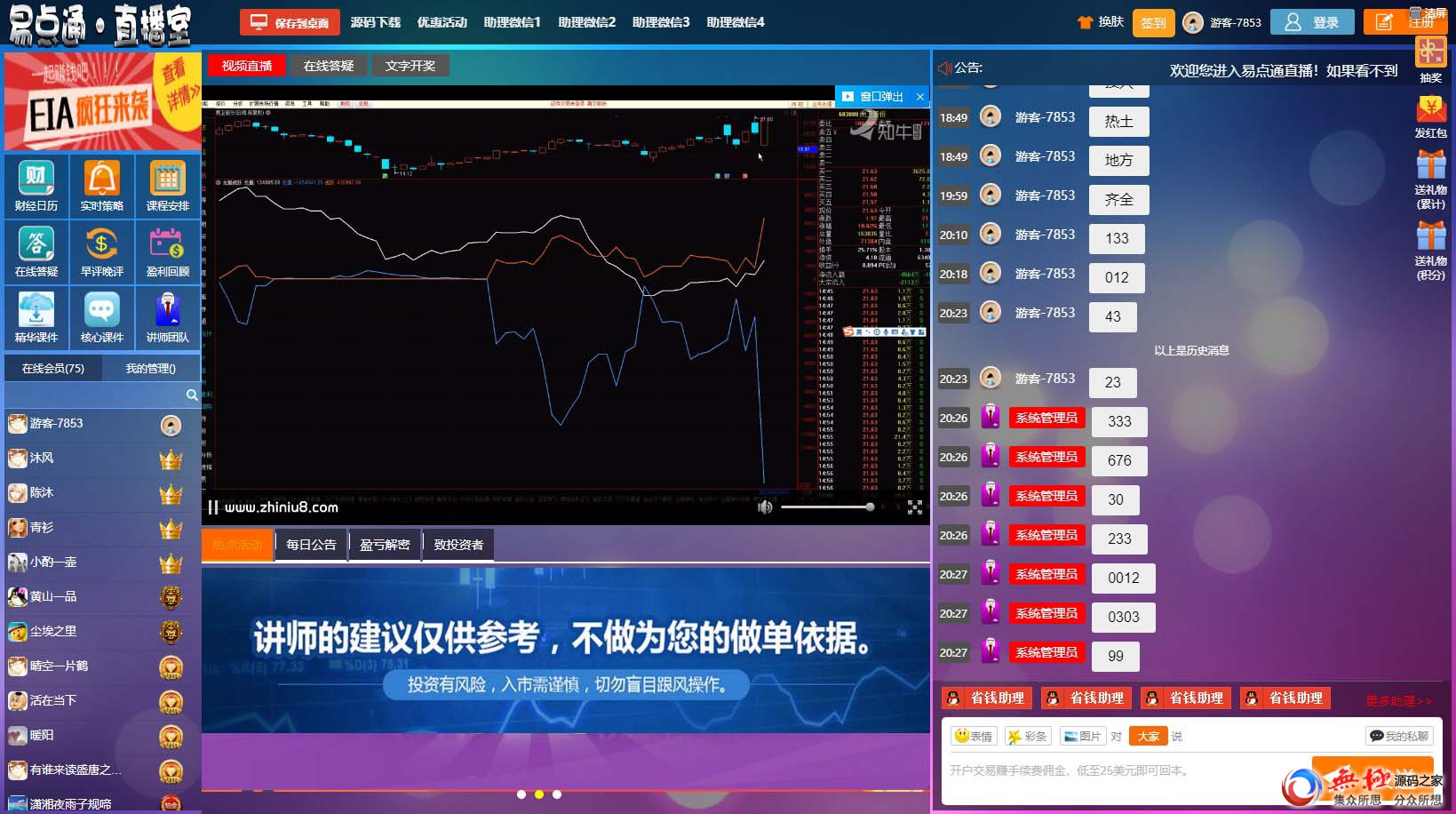 PHP财经聊天室，聊天室源码支持手机版